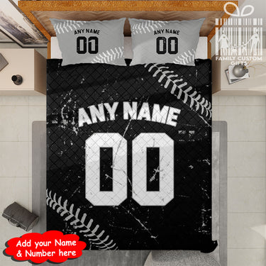 Custom Quilt Sets Chicago Jersey Personalized Baseball Premium Quilt Bedding for Men Women